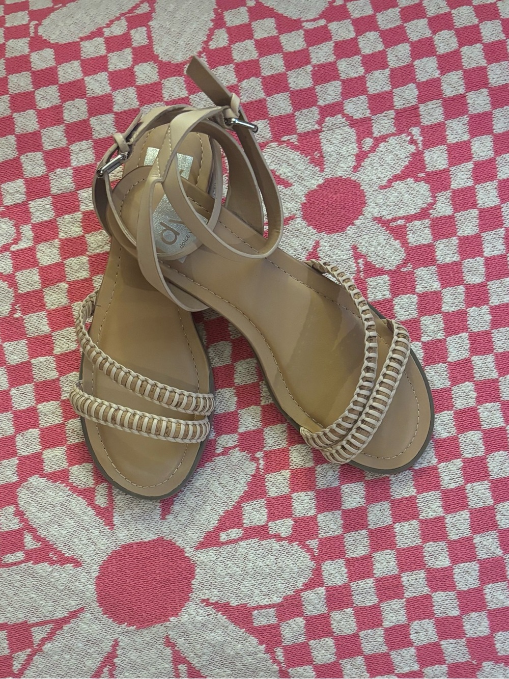 Dolce Vita Beige Braided-Strap Ankle Sandals